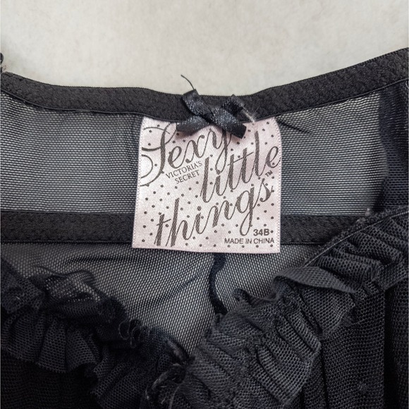 Y2K Victoria's Secret Black Sheer Mesh Babydoll Lingerie Dress Women - Picture 4 of 9